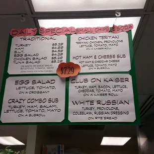 Daily specials.
