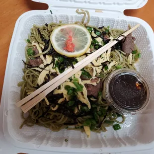 My wife waited a long time for this order of soba, but it was fresh and delicious.