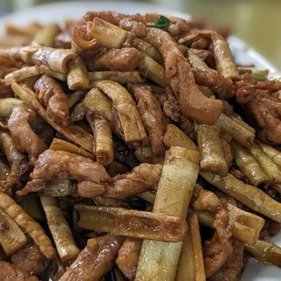 a pile of fried food on a plate
