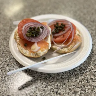 two bagels on a plate