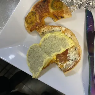 Bacon Egg and Cheese On Jalapeño Cheddar Bagel