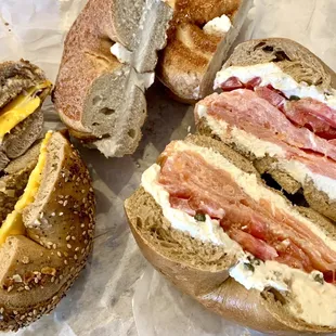 Nova Lox on a Bagel, Egg &amp; Cheese on a Bagel, super cinnamon bagel