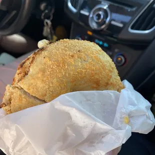 Parmesan bagel breakfast sandwich