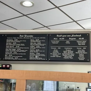 menus on the wall