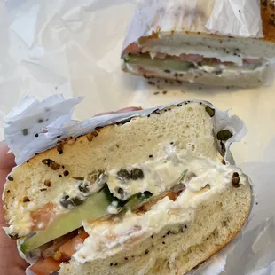 Lox Sandwich on an everything bagel