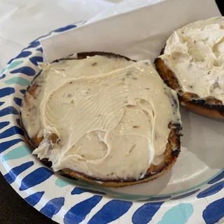 Bagel with Butter and Cream Cheese