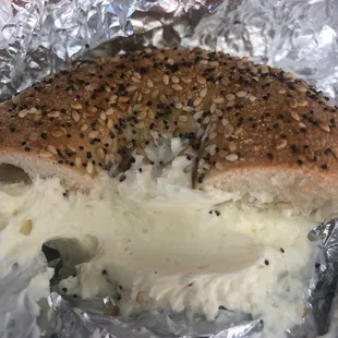 Everything bagel with cream cheese