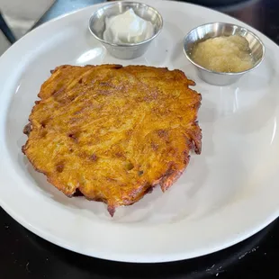 Oily deep fried dense potato disk