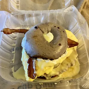 n ice cream sandwich with bacon on top