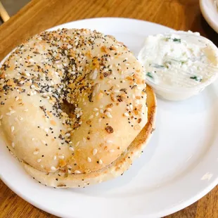 Everything Bialy with Chive Cream Cheese