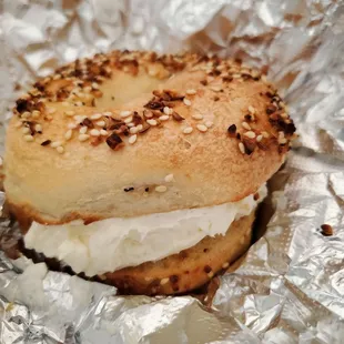 Everything bagel with cream cheese