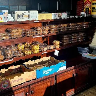 Inside the bakery. Some of the baked products they sell here.