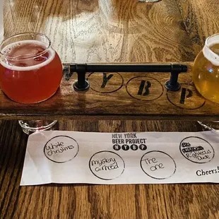 Beer Flight-(from left to right) -White Christmas, Mystery Airhead, The One V2, Righteous Dude