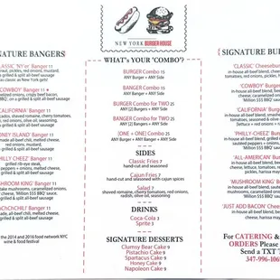The menu! With our signature burgers and bangers