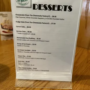Dessert Menu
