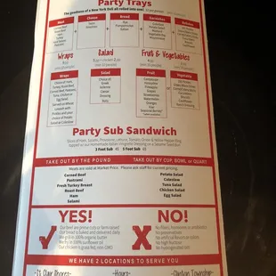 Catering Menu for New York Deli