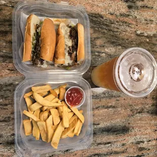 Steak &amp; Cheese Combo w/tea &amp; lemonade