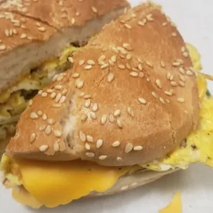 an egg and cheese sandwich
