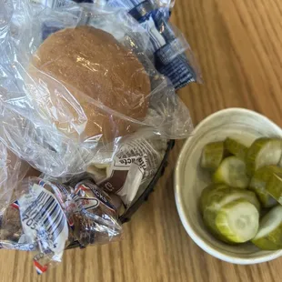 The bread basket and pickles