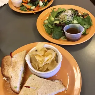 Veggie sandwich, side salad, stuffed avocado