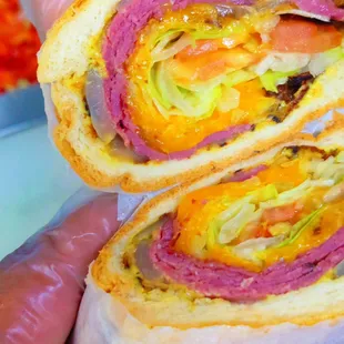 the inside of a sandwich