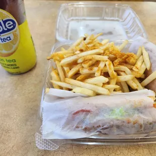 Cheesesteak and a Snapple Ice Tea