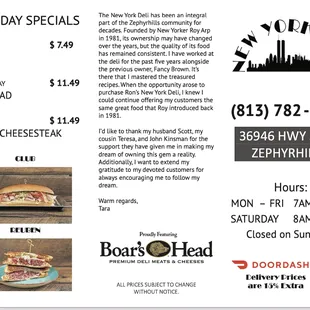 Menu
Trifold takeout menu