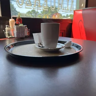 Inexperience had waitresses leave entire tray and not just coffee and cream. All good though.