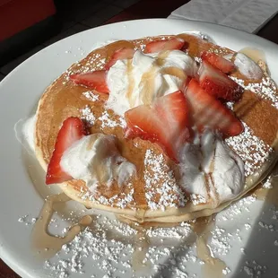 Strawberry and Whipped Cream pancakes