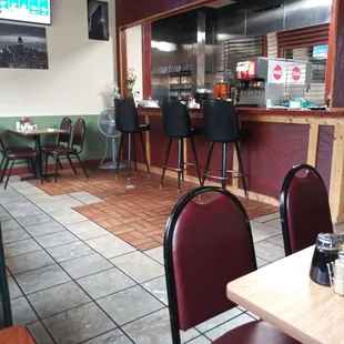 Inside the diner.