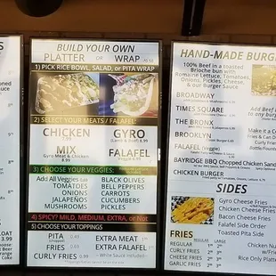 menus on a brick wall