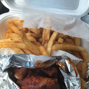 Wings on fire and fries