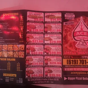 menu and prices