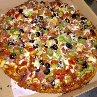 Combination pizza with jalapeños!!