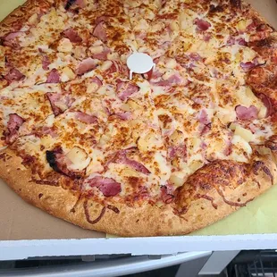 Hawaiian Pizza, was hot and tasty.