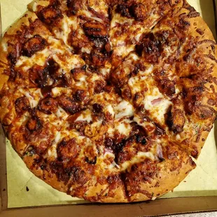 Bbq chicken pizza, minus the pineapple and added bacon