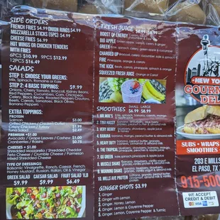 menu