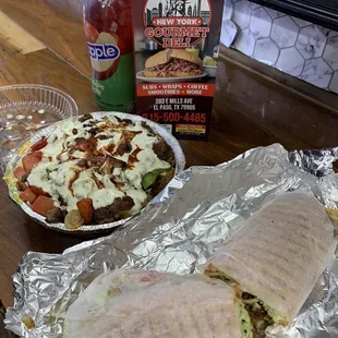 Philli Philly Cheese Steak and lamb over rice