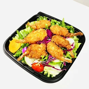 Jumbo fried shrimp salad.