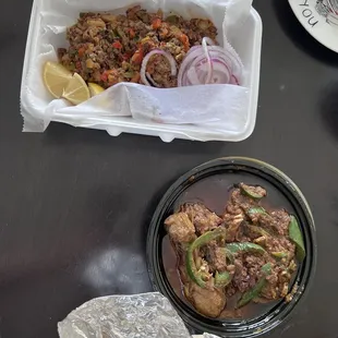 a tray of food on a table