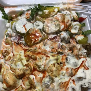 Combo lamb and chicken rice.