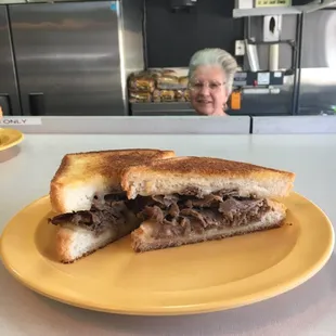 Shredded Steak and cheese sandwich on Texas Toast