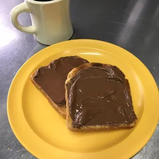 Nutella (hazelnut cocoa) and toast...simple and satisfying!