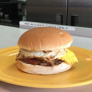Greek Burg with fried Egg!!