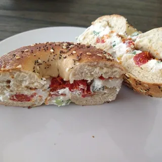 Bagel with Sun Dried Tomato Cream Cheese
