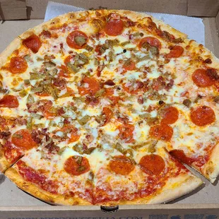 Large Meat Lovers. Pretty good pizza!