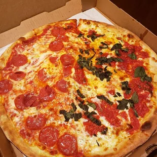 Half Pepperoni/Half Grandma's Pie