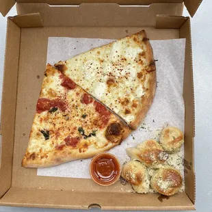 Grandma slice, ricotta slice and Garlic Knots