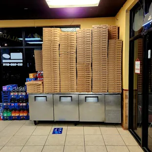Nov 2022: Not even half of the pizza boxes in view