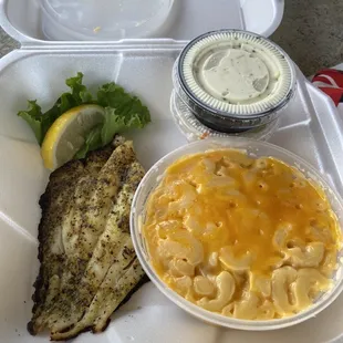 Unicorn fish with Mac and cheese